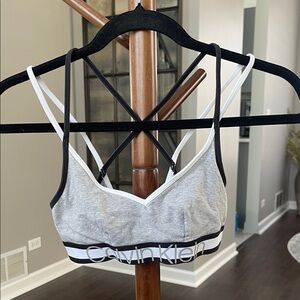 Calvin Klein Gray and Black Strappy Bralette